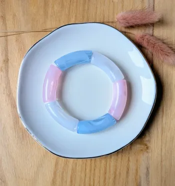 Bracelet tube rose bleu pastel