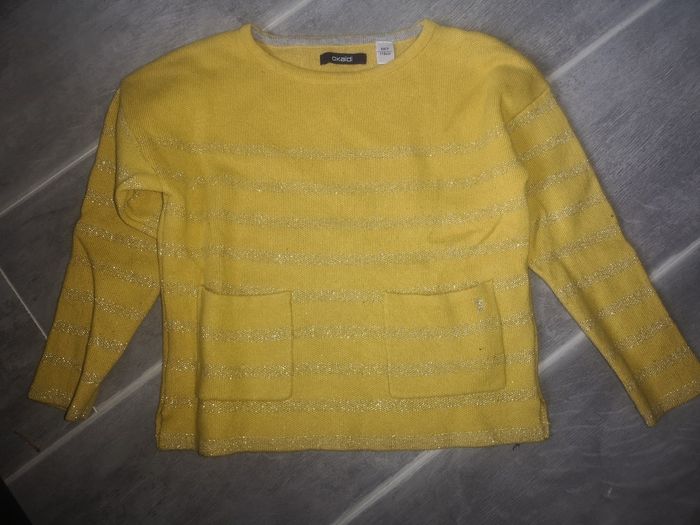 Pull okaidi 5 ans moutarde et doré