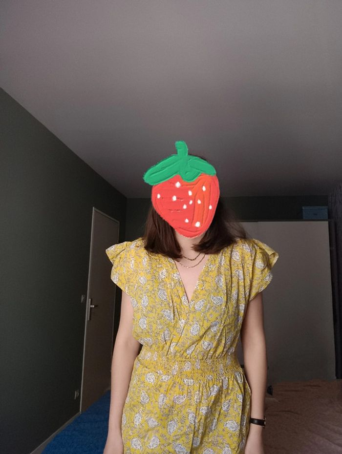 Combinaison d'été 100% coton jaune motif fleurs Taille S Lefties Neuf avec étiquette