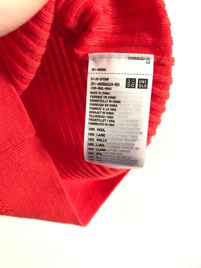 Pull manches courtes rouge corail en 100% laine Uniqlo taille S - photo numéro 6