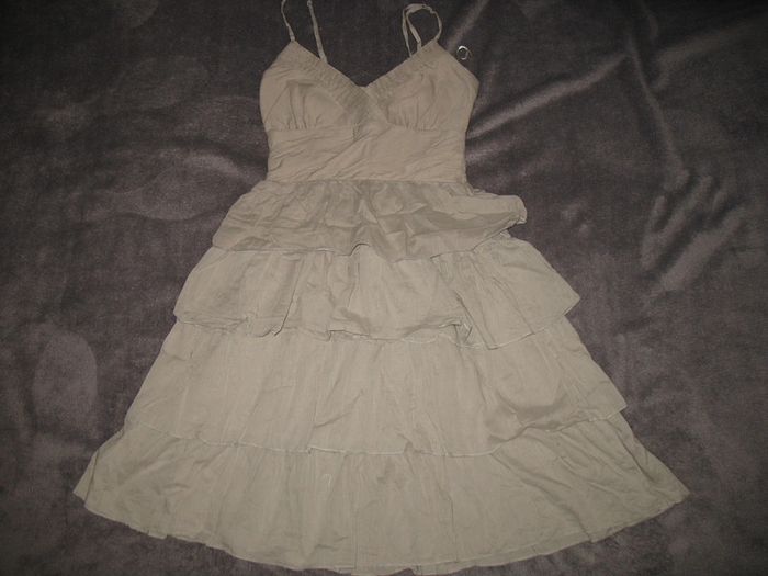 ROBE COURTE A BRETELLES ET VOLANTS GRIS CLAIR "JENNYFER" - TAILLE S - n°01