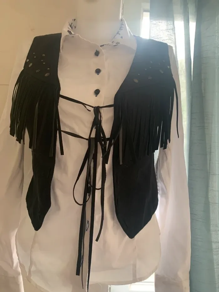 Boléro fascinate taille 38 noir à frange - photo numéro 2