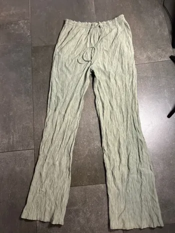 Pantalon large Zara vert