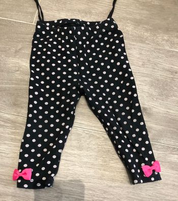 Legging noir à pois blancs 12 mois
