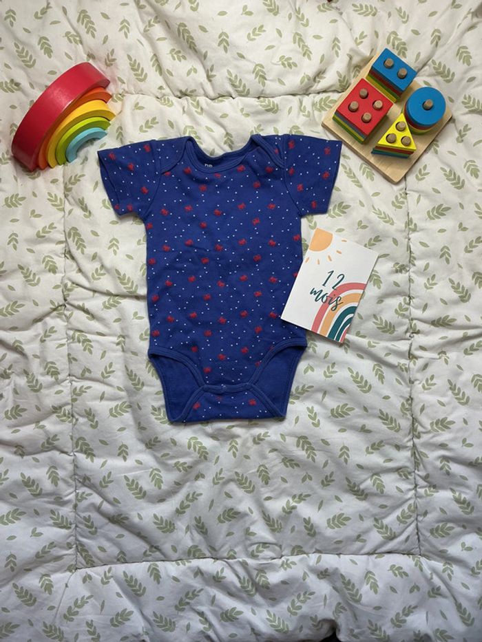 body manches courtes bleu motifs masques du pareil au même 12 mois