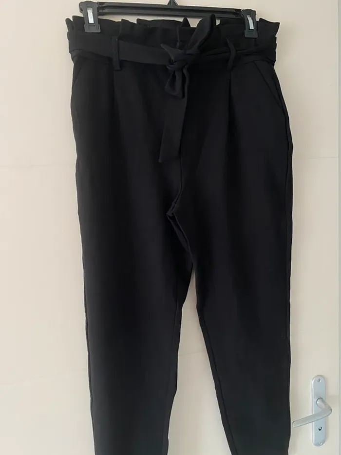 Pantalon habillé avec fronces et ceinture à nouer Only - Taille L - photo numéro 4