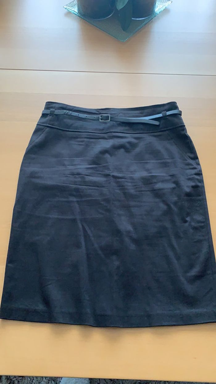 Jupe droite marron Camaïeu