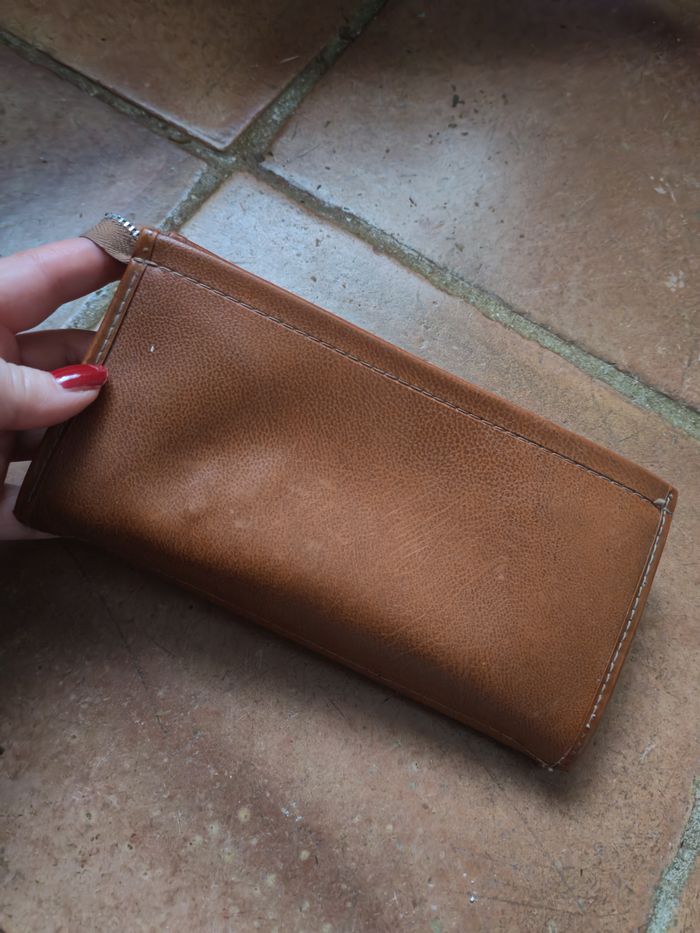 Pochette ancienne en similicuir couleur camel/marron clair - photo numéro 4
