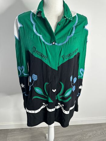 Chemise brodée verte et noire Cloevi Maje T2 38 M