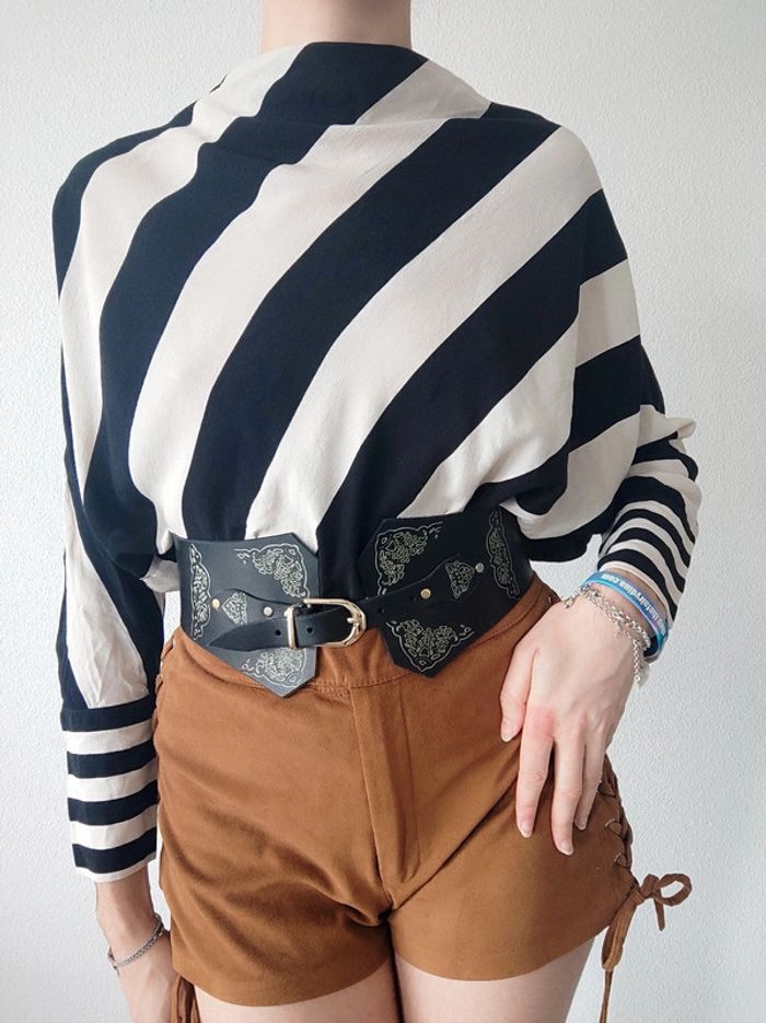 Blouse ample rayé noir blanc / Primark - 34/XS à 38/M