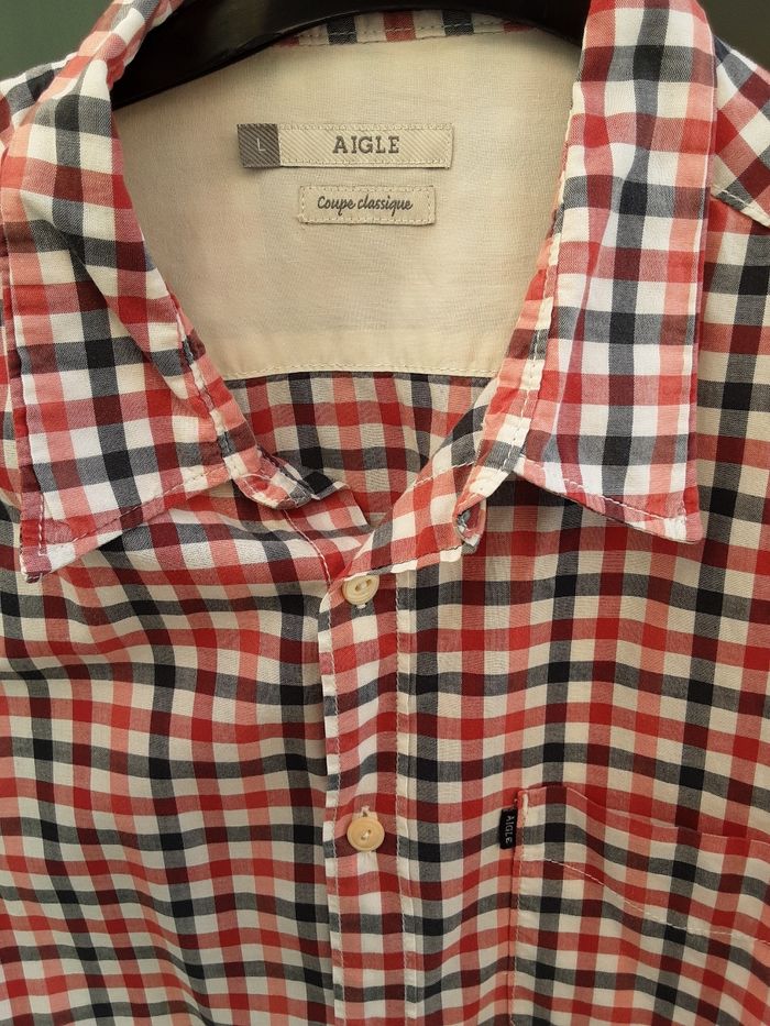 Chemise  à carreaux manches courtes marque aigle taille l - photo numéro 6