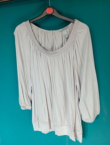 Tee shirt beige clair manches 3/4
