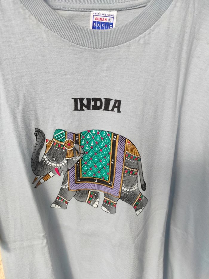 T shirt bleu clair India - photo numéro 3