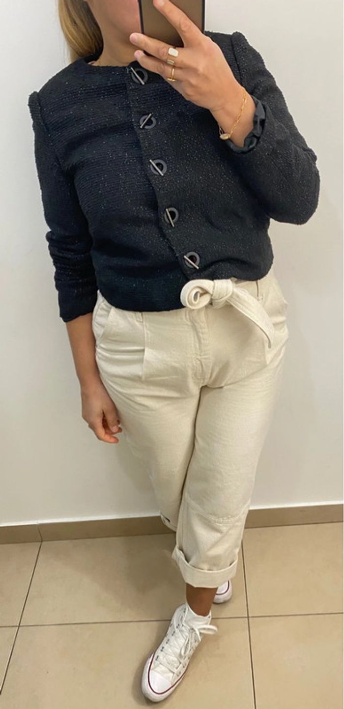 Superbe Veste Légère Courte Style Tweed Taille S - photo numéro 6