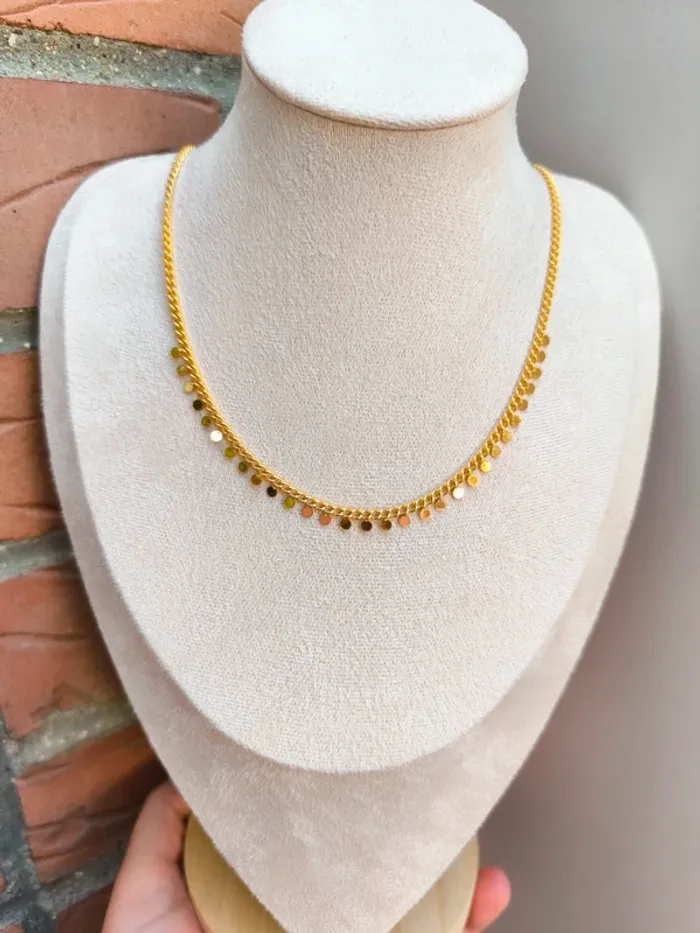 Collier doré avec franges pampilles rondes - photo numéro 10