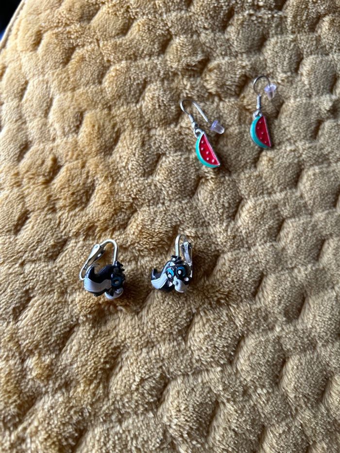 Lot de 4 paires de boucles d’oreilles licornes 🦄 et pastèque 🍉 - photo numéro 6