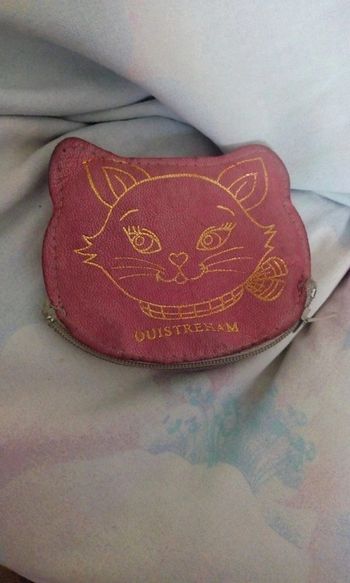 Porte monnaie tête de chat rose