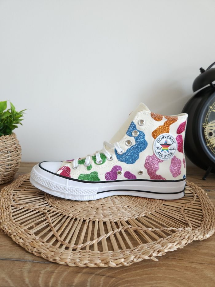 Baskets montantes Léopard à paillettes Converse Pointure 41 - photo numéro 3