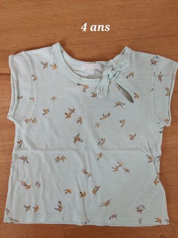 T-shirt Chloé vert d'eau noeud au col