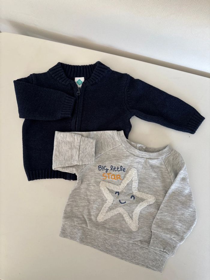 Lot de 2 pull et gilet à zip 3M Tex baby