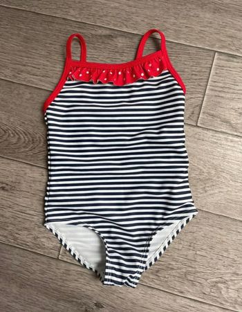 Maillot de bain 1 pièce marinière + volants rouge Primark 18 mois