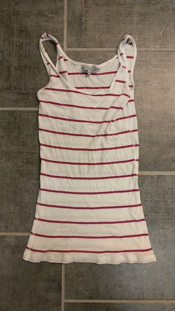 Top clockhouse rayé coloris blanc et rose