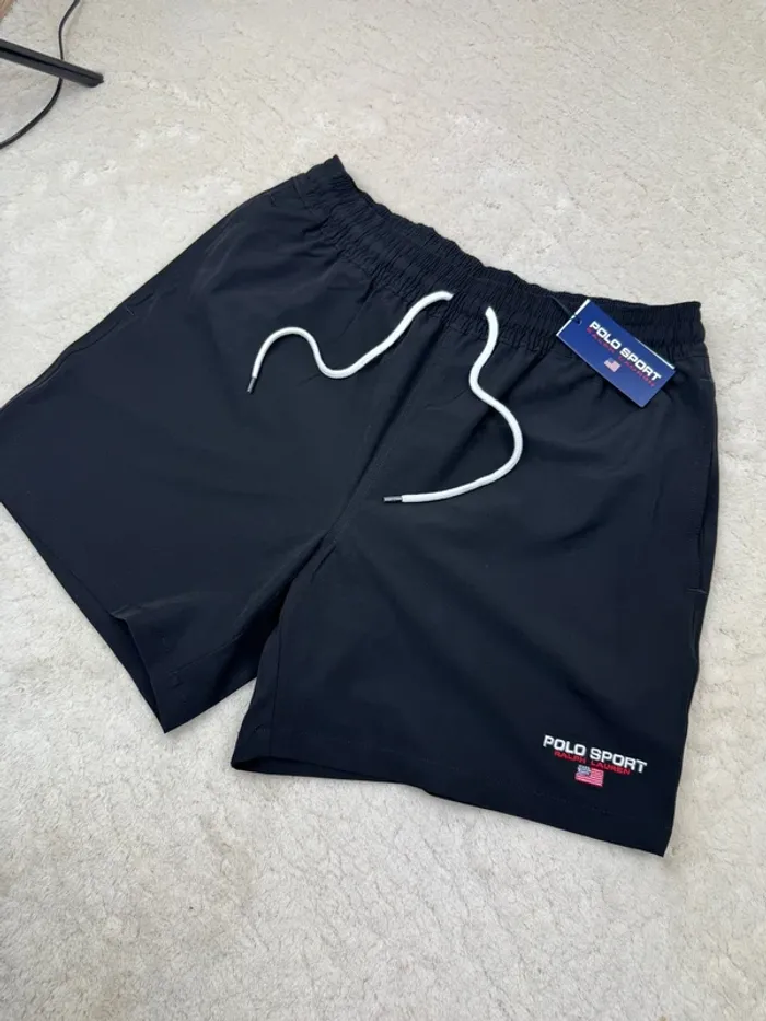 Short de Bain Ralph Lauren Sport Noir Uni Neuf Taille M - photo numéro 2