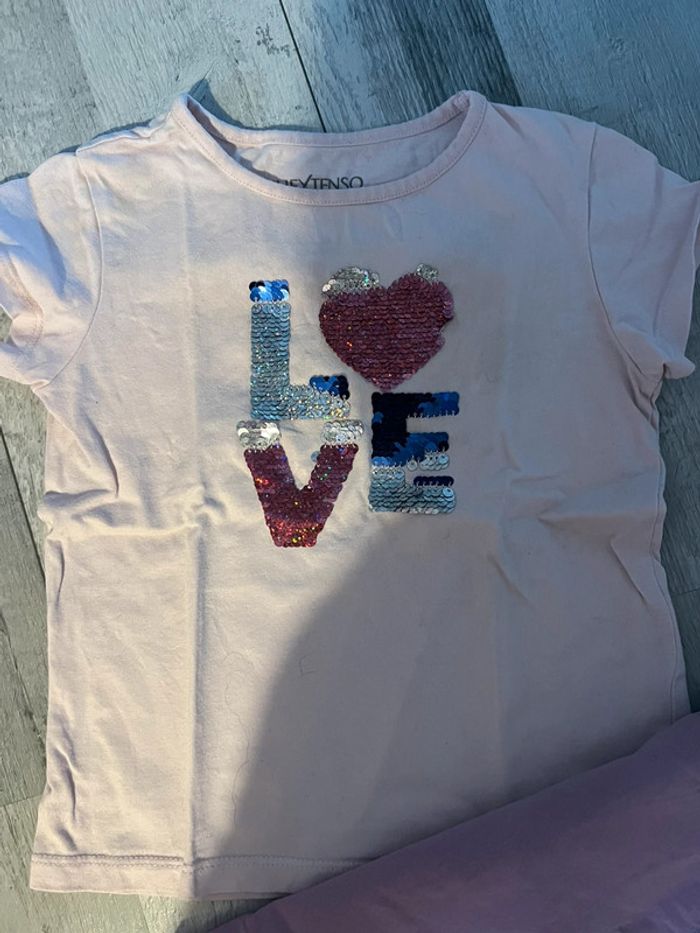 Lot de 2 tee shirt a sequins 4 ans fille - photo numéro 2