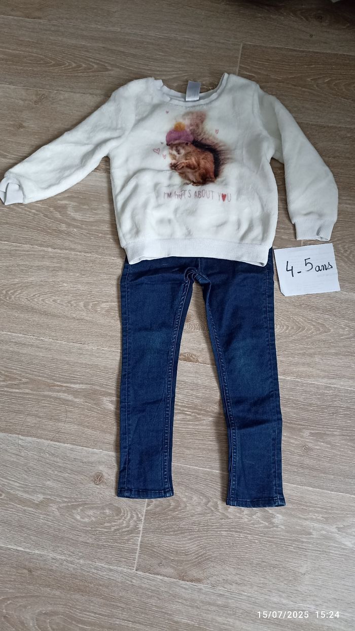 Pull C&A + jean H&M 3/5ans
