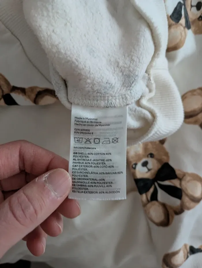 Sweat Blanc Imprimé Oursons "Teddy Bear" H&M - Taille 4-6 Ans - photo numéro 4