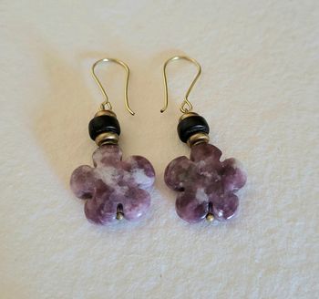 Boucles d'oreilles pendantes Lépidolite