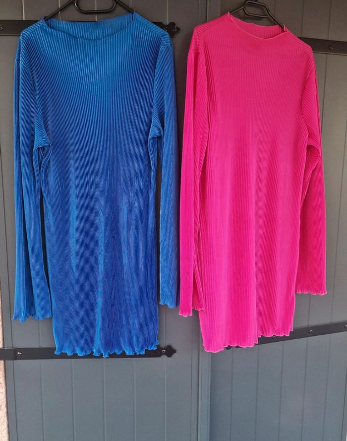 Lot robe bleu electrique et rose framboise
