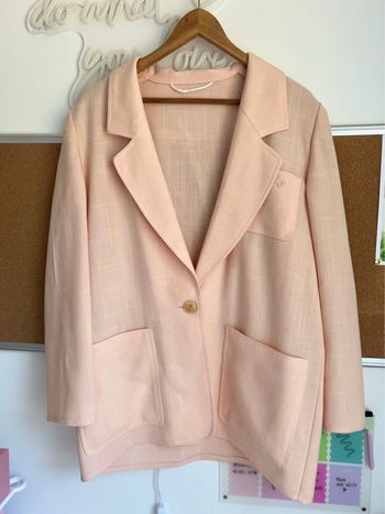 Blazer Weill Vintage Broderie Rose poudrée Bouton doré Taille 42