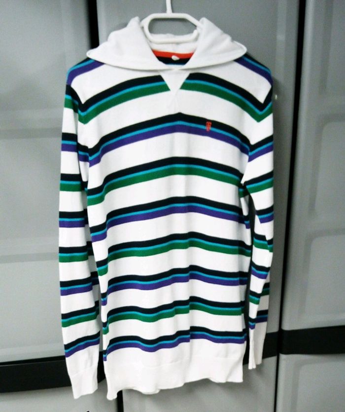 Pull rayé à capuche Here + There 170/176 - photo numéro 3