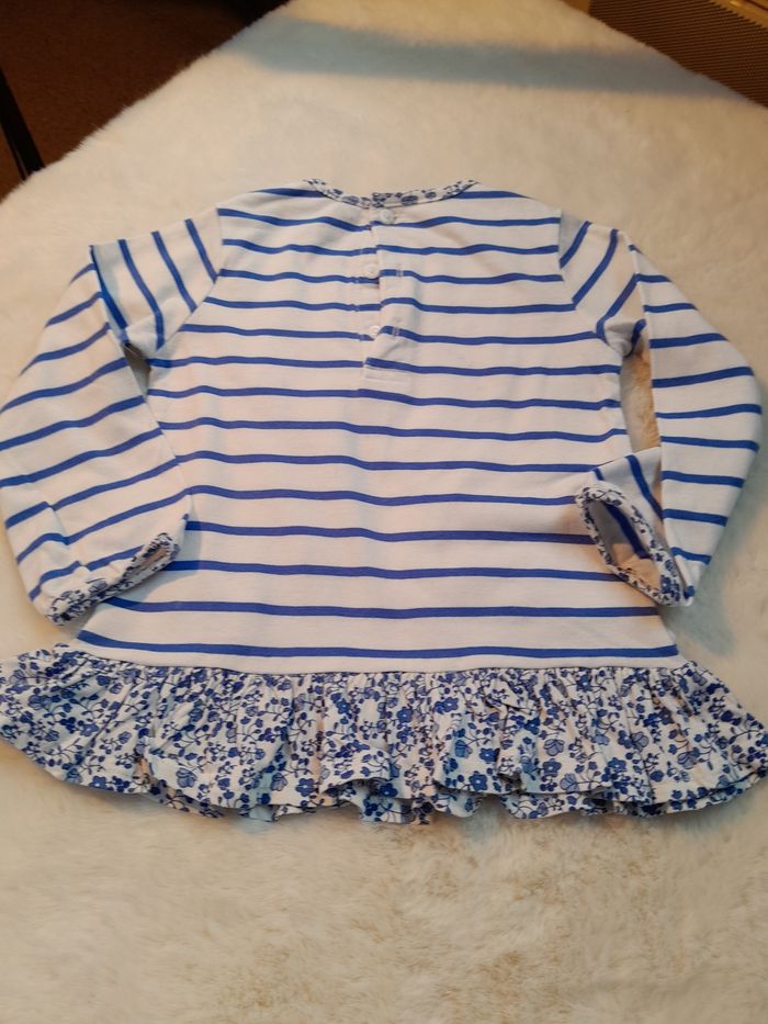 ​Adorable Tunique  Marinière Cœur Floral - 23 Mois - 60% Coton - photo numéro 2