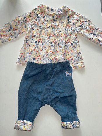 Ensemble printemps  fille 6 mois réversible la compagnie des petits