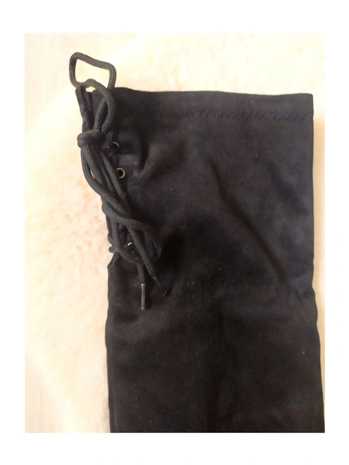 Bottes cuissardes aspect daim suédé à talon presque plat - photo numéro 5