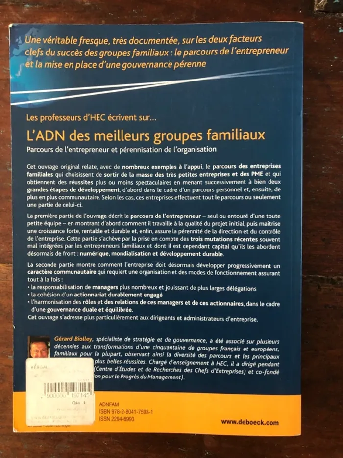 Live broché "L'ADN des meilleurs groupes familiaux" de Gérard Biolley - photo numéro 2