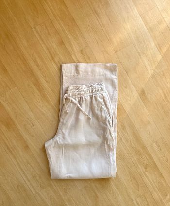 Pantalon beige femme en lin fait sur mesure au Vietnam taille 38