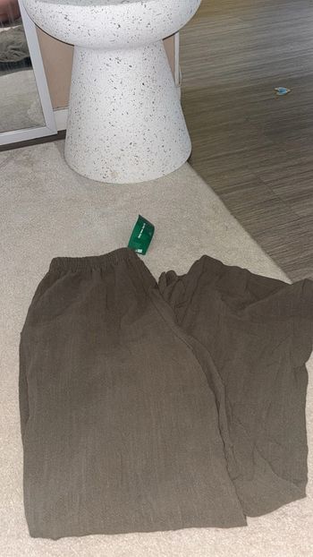 Pantalon fluide large été kaki