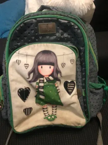 Cartable fille santoro vert et gris