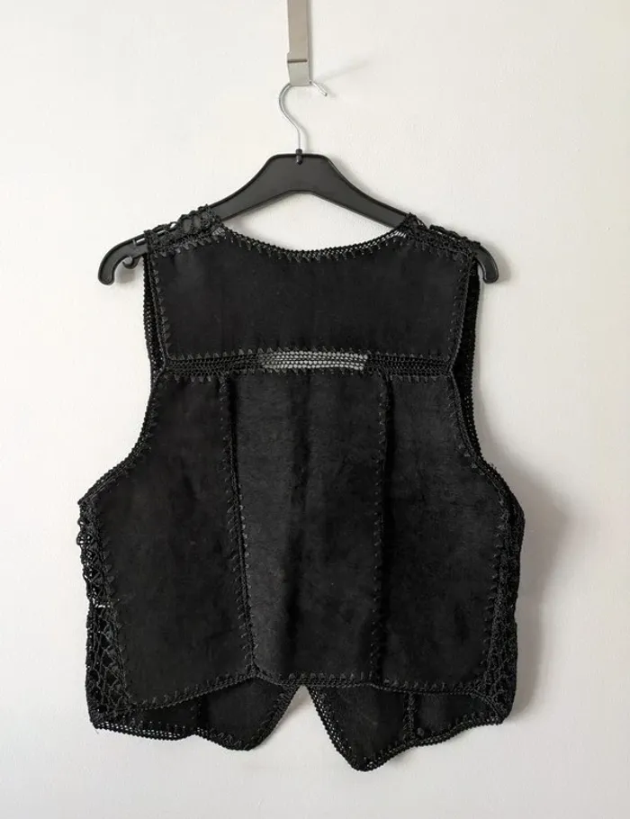 Gilet vintage en cuir daim - taille 40 - photo numéro 2