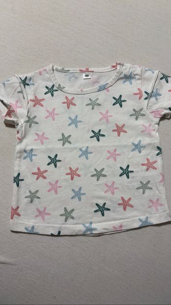 ⭐ T-shirt blanc étoiles de mer multicolores – Zeeman – 62