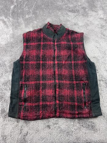 Ouray Gilet polaire vintage sans manches à carreaux rouge/noir – Taille S