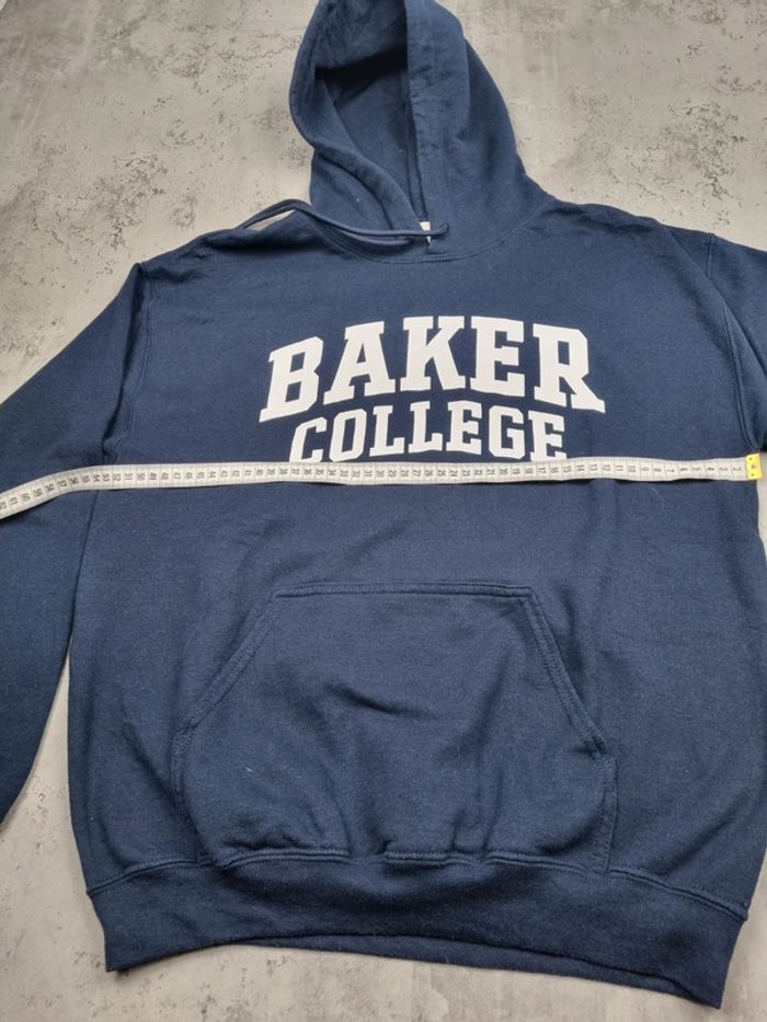 Pull à capuche universitaire Baker College bleu – Taille M Homme - photo numéro 5