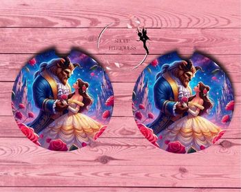 Belle et la bête - Lot 2 sous verre Voiture ❤️