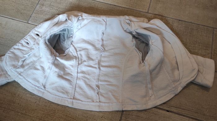 Veste en molleton blanc cousue main - photo numéro 3