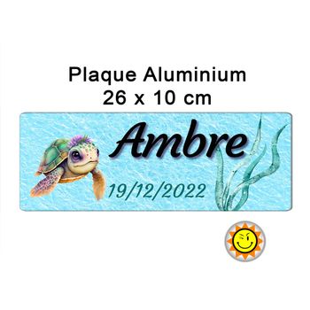 Plaque prénom aluminium personnalisée 26 x10 cm