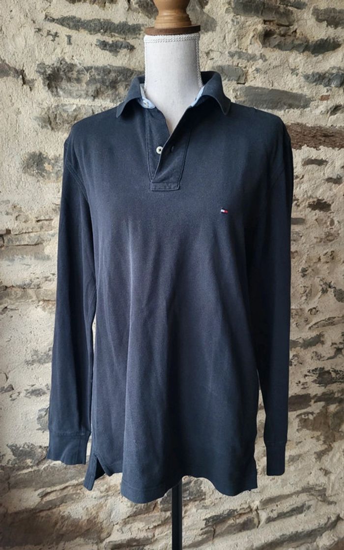 Polo manches longues noir Tommy Hilfiger Taille S