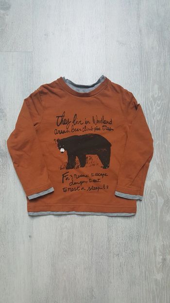 Tee shirt okaidi manches longues ours 3 ans